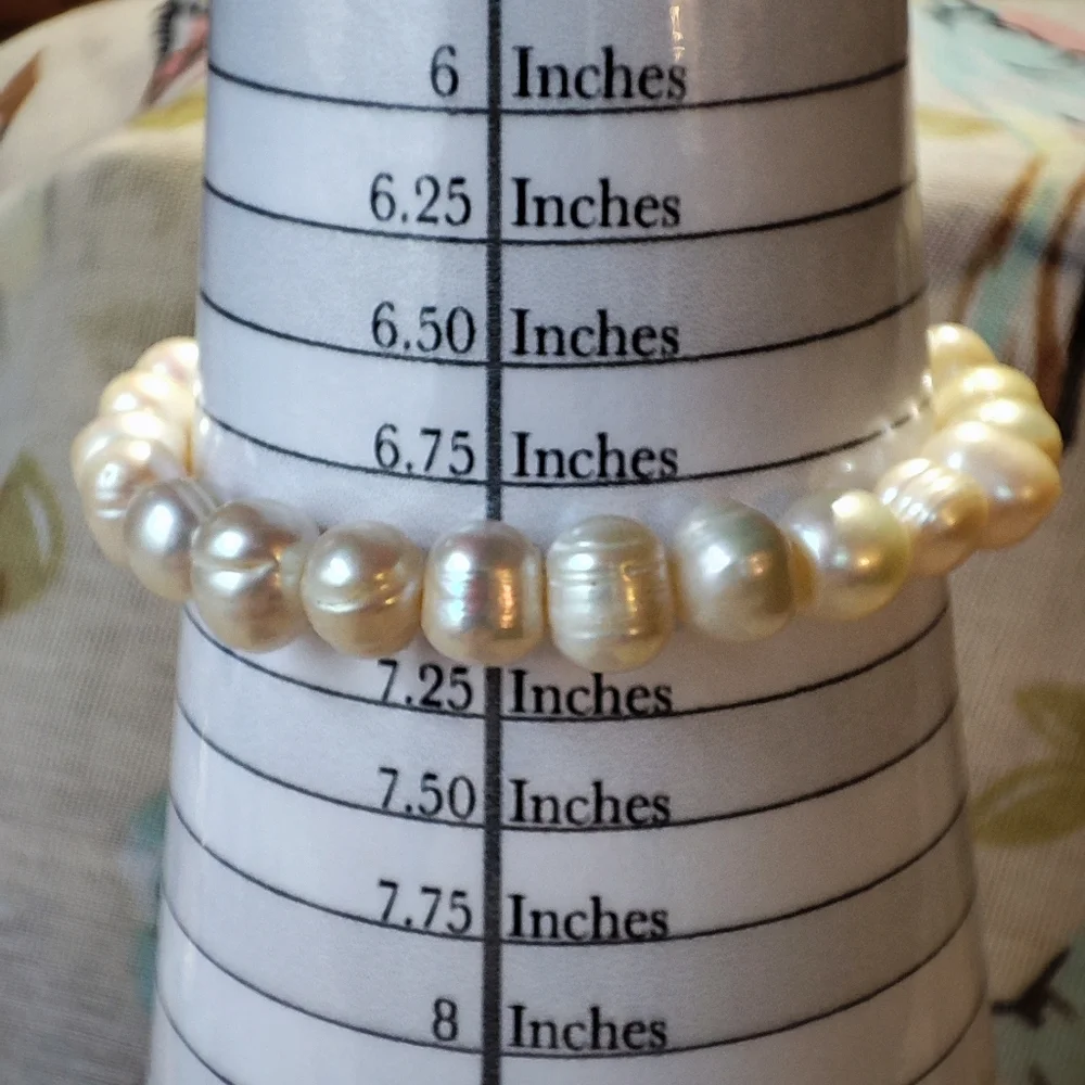 Set of 3 Pearl Stretch Bracelets Sunstone or Goldstone Bead Gritty Cold Vintage